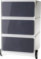 PAPERFLOW easyBox Rollcontainer weiß, grau 3 Auszüge 39,0 x 43,6 x 64,2 cm