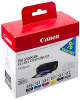 Canon PGI-550 PGBK + CLI-551 BK/C/M/Y/GY 2x schwarz,...