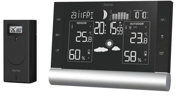 hama Black Line Plus Wetterstation schwarz, 1 St.