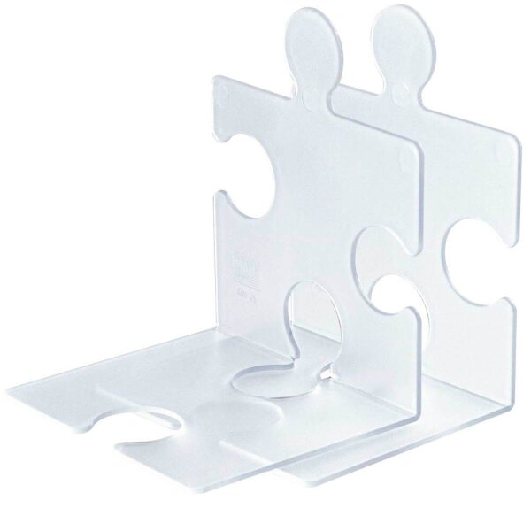 HAN Buchstützen PUZZLE transparent 12,3 x 14,2 x 17,1 cm, 2 St.