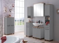 MÖBELPARTNER Waschtischunterschrank ohne Waschbecken Jelda 154176 platingrau, eiche-landhaus 59,8 x 32,6 x 62,4 cm