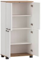 MÖBELPARTNER Badschrank Jelda 154232 eiche landhaus, weiß 59,8 x 32,6 x 116,9 cm