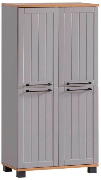MÖBELPARTNER Badschrank Jelda 154235 platingrau, eiche-landhaus 59,8 x 32,6 x 116,9 cm