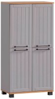 MÖBELPARTNER Badschrank Jelda 154235 platingrau, eiche-landhaus 59,8 x 32,6 x 116,9 cm