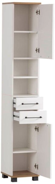 MÖBELPARTNER Badschrank Jelda 154220 eiche landhaus, weiß 30,3 x 32,6 x 180,9 cm