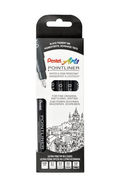Pentel Pointliner Fineliner-Set schwarz, 1 Set