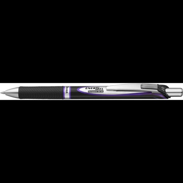 Pentel EnerGel Document BLP77 Gelschreiber schwarz/silber 0,35 mm, Schreibfarbe: lila, 1 St.
