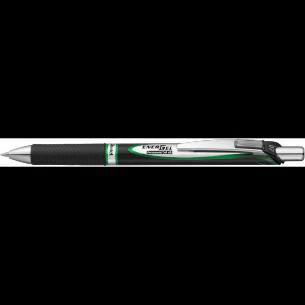 Pentel EnerGel Document BLP77 Gelschreiber schwarz/silber 0,35 mm, Schreibfarbe: grün, 1 St.