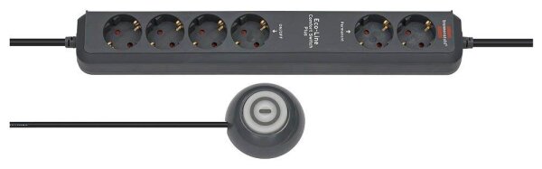 brennenstuhl Eco-Line Comfort Switch Plus 6-fach Steckdosenleiste mit Fußschalter 1,5 m schwarz