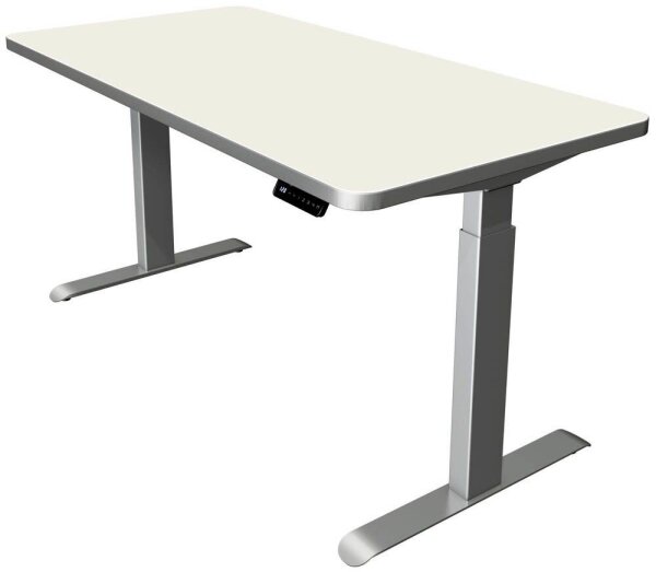 Kerkmann Move 3 Premium elektrisch höhenverstellbarer Schreibtisch weiß rechteckig, T-Fuß-Gestell silber 160,0 x 80,0 cm