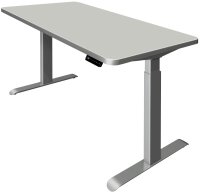 Kerkmann Move 3 Premium elektrisch höhenverstellbarer Schreibtisch lichtgrau rechteckig, T-Fuß-Gestell silber 160,0 x 80,0 cm