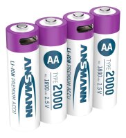 ANSMANN USB-Akkus mit Ladekabel 2000 Li-Ion Mignon AA...