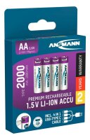 ANSMANN USB-Akkus mit Ladekabel 2000 Li-Ion Mignon AA...