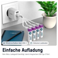 ANSMANN USB-Akkus mit Ladekabel 2000 Li-Ion Mignon AA 1.800 mAh, 4 St.