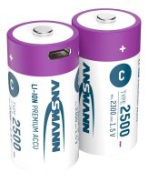 ANSMANN USB-Akkus mit Ladekabel 2500 Li-Ion Baby C 2.300...