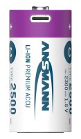 ANSMANN USB-Akkus mit Ladekabel 2500 Li-Ion Baby C 2.300 mAh, 2 St.