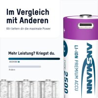 ANSMANN USB-Akkus mit Ladekabel 2500 Li-Ion Baby C 2.300 mAh, 2 St.