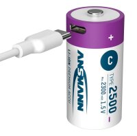 ANSMANN USB-Akkus mit Ladekabel 2500 Li-Ion Baby C 2.300 mAh, 2 St.