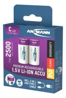 ANSMANN USB-Akkus mit Ladekabel 2500 Li-Ion Baby C 2.300 mAh, 2 St.