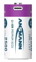ANSMANN USB-Akkus mit Ladekabel 2500 Li-Ion Baby C 2.300 mAh, 2 St.
