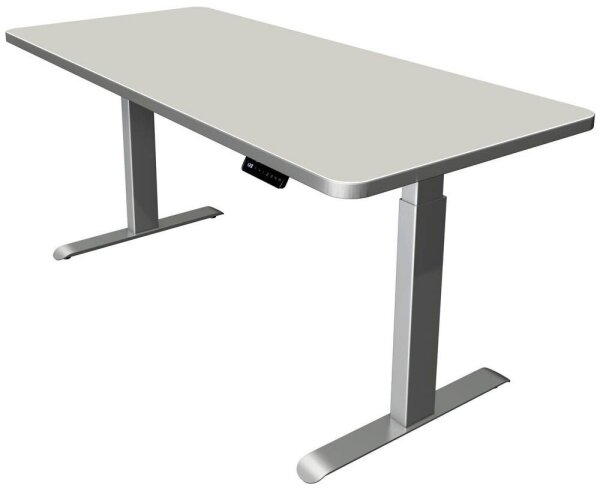 Kerkmann Move 3 Premium elektrisch höhenverstellbarer Schreibtisch lichtgrau rechteckig, T-Fuß-Gestell silber 180,0 x 80,0 cm