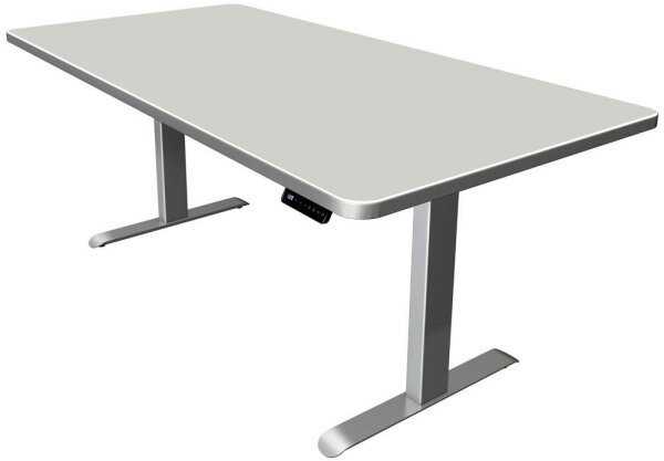Kerkmann Move 3 Premium elektrisch höhenverstellbarer Schreibtisch lichtgrau rechteckig, T-Fuß-Gestell silber 200,0 x 100,0 cm