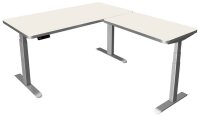 Kerkmann Move 3 Premium elektrisch höhenverstellbarer Schreibtisch weiß L-Form, T-Fuß-Gestell silber 160,0 x 180,0 cm