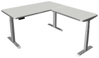 Kerkmann Move 3 Premium elektrisch höhenverstellbarer Schreibtisch lichtgrau L-Form, T-Fuß-Gestell silber 160,0 x 180,0 cm