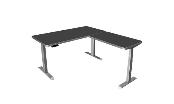 Kerkmann Move 3 Premium elektrisch höhenverstellbarer Schreibtisch anthrazit L-Form, T-Fuß-Gestell silber 160,0 x 180,0 cm