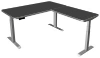 Kerkmann Move 3 Premium elektrisch höhenverstellbarer Schreibtisch anthrazit L-Form, T-Fuß-Gestell silber 160,0 x 180,0 cm