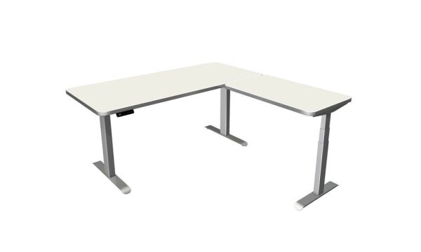 Kerkmann Move 3 Premium elektrisch höhenverstellbarer Schreibtisch weiß L-Form, T-Fuß-Gestell silber 180,0 x 180,0 cm