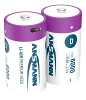 ANSMANN USB-Akkus mit Ladekabel 6000 Li-Ion Mono D 5.400...
