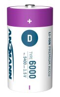 ANSMANN USB-Akkus mit Ladekabel 6000 Li-Ion Mono D 5.400 mAh, 2 St.