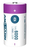 ANSMANN USB-Akkus mit Ladekabel 6000 Li-Ion Mono D 5.400 mAh, 2 St.