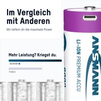 ANSMANN USB-Akkus mit Ladekabel 6000 Li-Ion Mono D 5.400 mAh, 2 St.