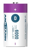 ANSMANN USB-Akkus mit Ladekabel 6000 Li-Ion Mono D 5.400 mAh, 2 St.