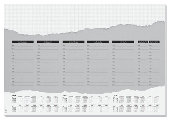 SIGEL Schreibtischunterlage Weekly Planner weiß/grau Papier 59,5 x 41,0 cm, 52 B  ( HO305 )