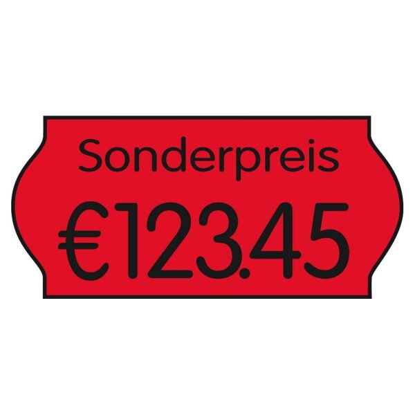CreenLine Preisetiketten leuchtrot permanent 22,0 x 12,0 mm, 18 Rollen