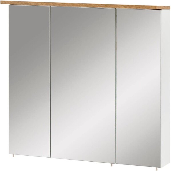 MÖBELPARTNER Spiegelschrank Jelda 142296 weiß glanz, eiche landhaus 70,4 x 23,7 x 72,3 cm