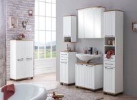 MÖBELPARTNER Spiegelschrank Jelda 142296 weiß glanz, eiche landhaus 70,4 x 23,7 x 72,3 cm