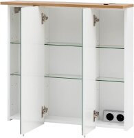 MÖBELPARTNER Spiegelschrank Jelda 142296 weiß glanz, eiche landhaus 70,4 x 23,7 x 72,3 cm