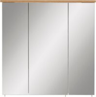 MÖBELPARTNER Spiegelschrank Jelda 142296 weiß glanz, eiche landhaus 70,4 x 23,7 x 72,3 cm