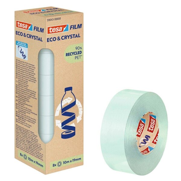 tesa ECO & CRYSTAL Klebefilm transparent 19,0 mm x 10,0 m 8 Rollen