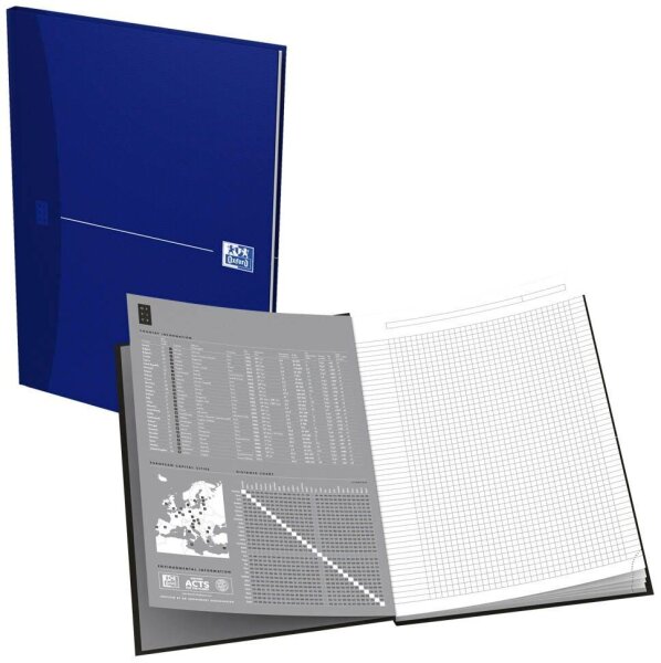 OXFORD Notizbuch Office Essentials DIN A4 kariert, blau Hardcover 192 Seiten, 1 St.
