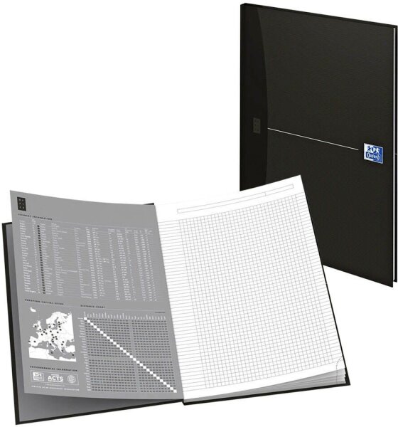 OXFORD Notizbuch Office Essentials DIN A4 kariert, schwarz Hardcover 192 Seiten, 1 St.
