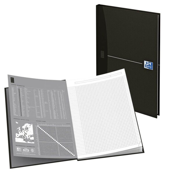 OXFORD Notizbuch Office Essentials DIN A5 kariert, schwarz Hardcover 192 Seiten, 1 St.