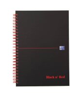 OXFORD Collegeblock Black nRed Spiralbuch kariert DIN A5 ohne Rand, 1 Block