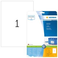 HERMA Etiketten 5065 weiß 210,0 x 297,0 mm, 25 Blatt
