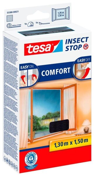 tesa Fliegengitter Insect Stop Comfort anthrazit 1,3 x 1,5 m