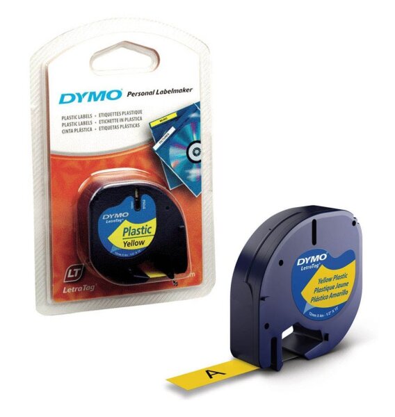 DYMO Schriftband LetraTag 91222 S0721620, 12 mm, schwarz auf gelb, 1 St.